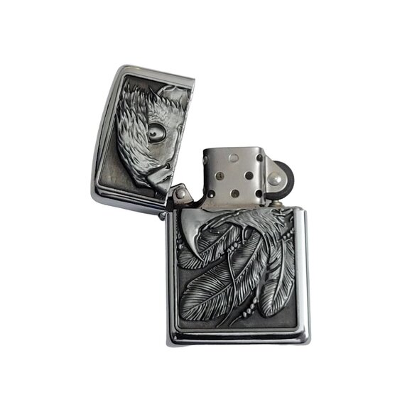 Eagle Head Vintage Silver Finish Metal Lighter Belt Buckle - Free Engraving - Picture 7 of 9